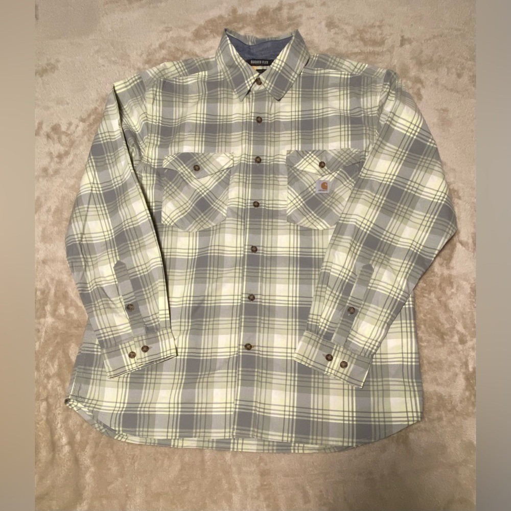 NWT MENS CARHARTT RUGGED FLEX FIT LONG SLEEVE BUTTON DOWN SIZE LARGE